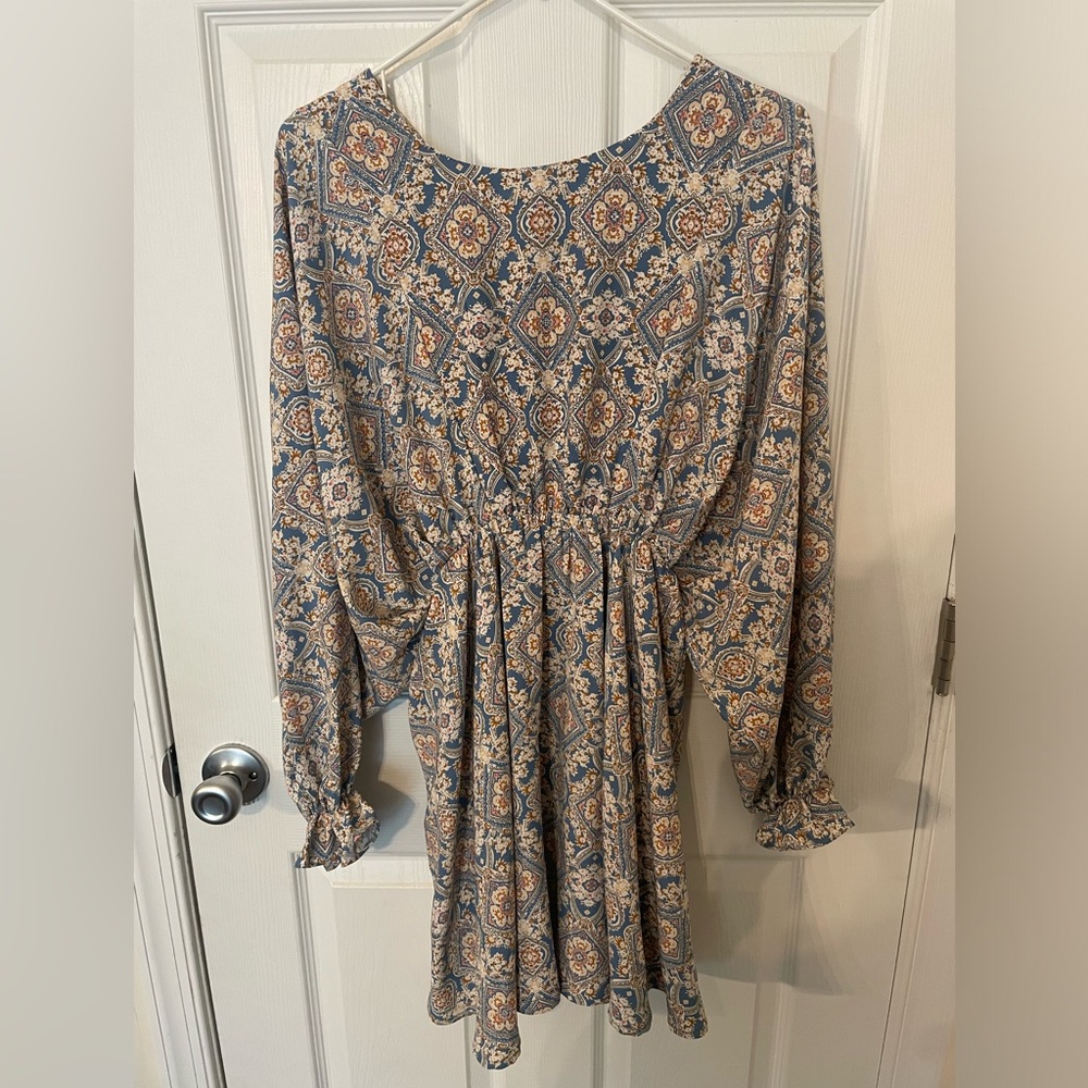 Lena Dusty Blue Mini Flare dress. NEW with tags. Size Small